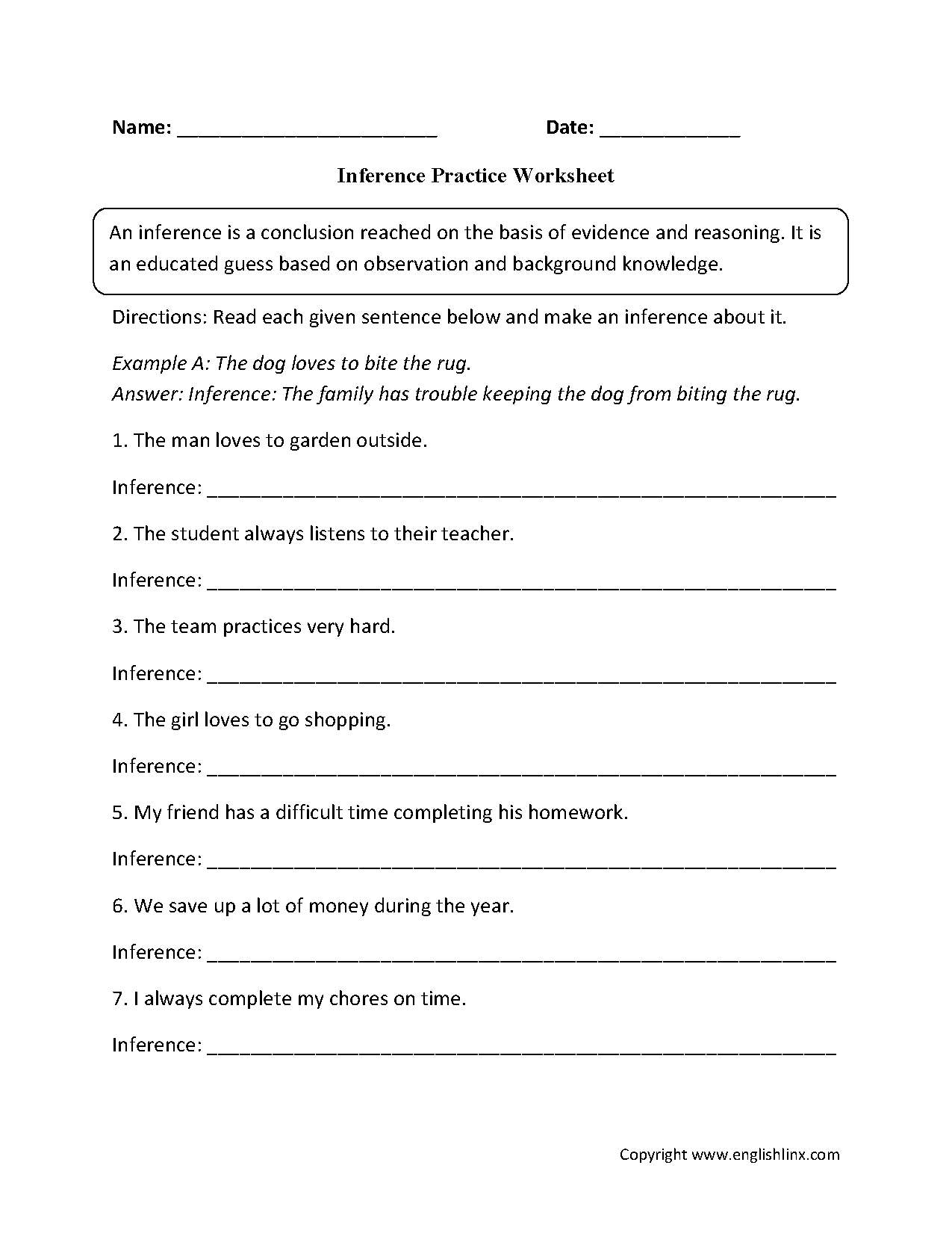 Reading Worksheets Inference Worksheets Worksheets Library