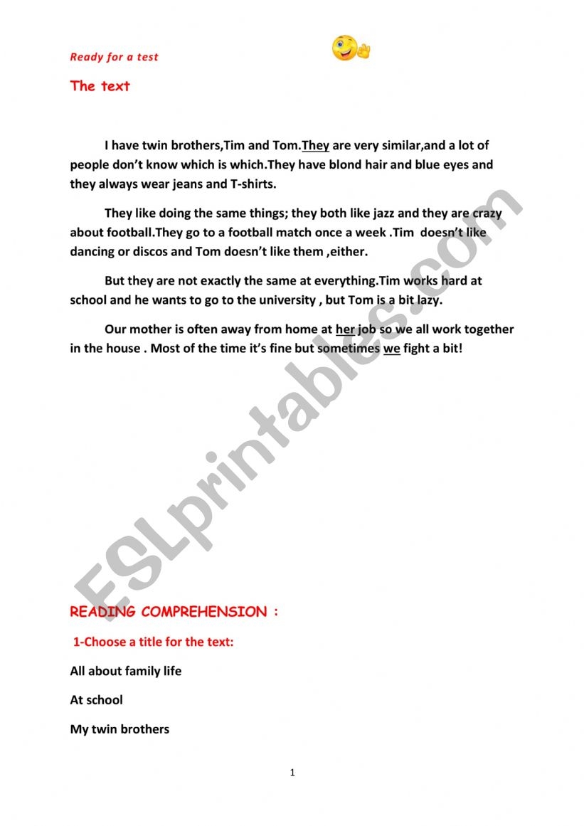 Ready For Tes ESL Worksheet By Seamoon4ever
