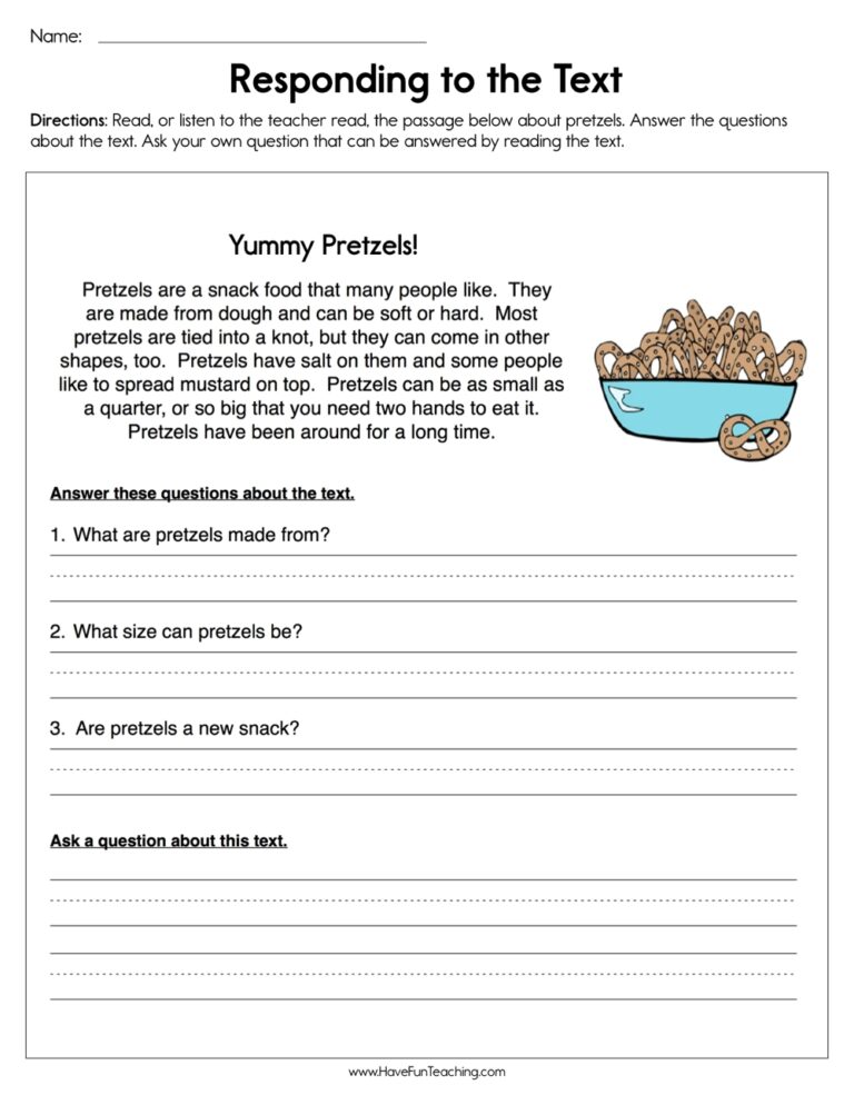 Responding To The Text Worksheet Have Fun Teaching
