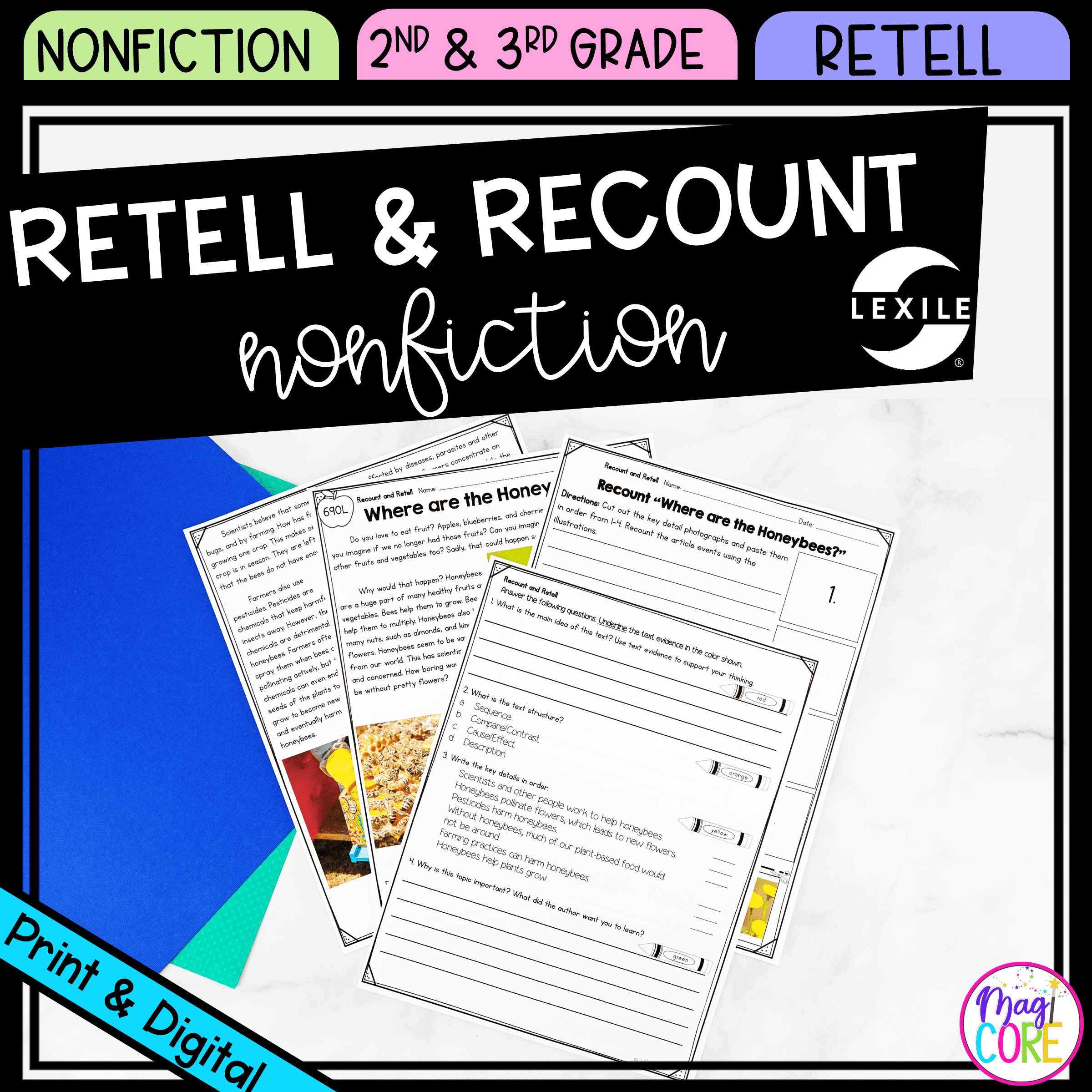 Retell U0026 Recount Nonfiction 2nd U0026 3rd Grade Reading Comprehension Passage Unit