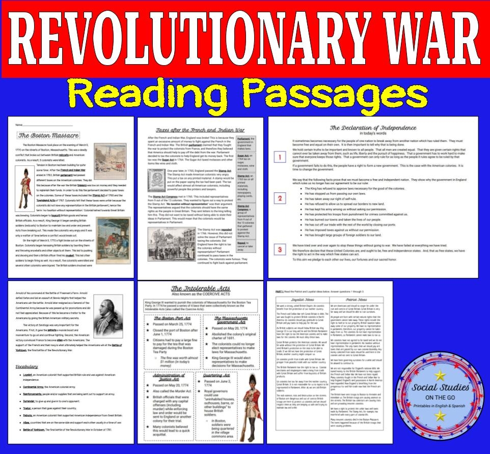 Revolutionary War Unit 7th Grade English And Spanish Classful