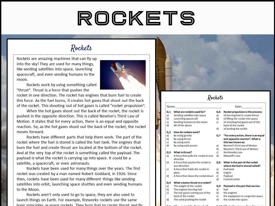 Rockets Reading Comprehension Passage And Questions PDF 