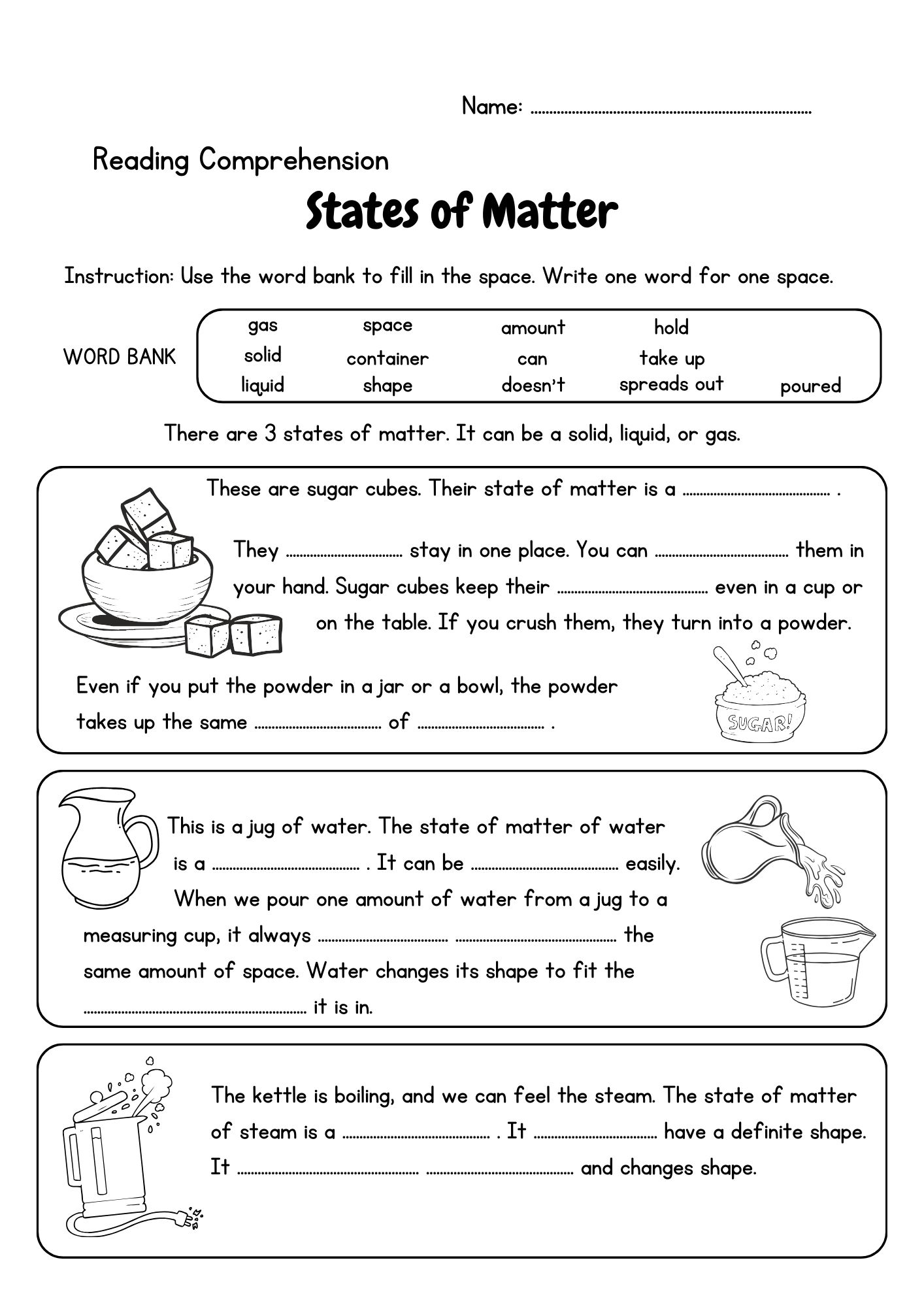 Science 3 States Of Matter BUNDLE Informational Input Reading 