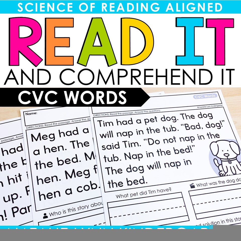 Kindergarten Cvc Reading Comprehension Worksheets
