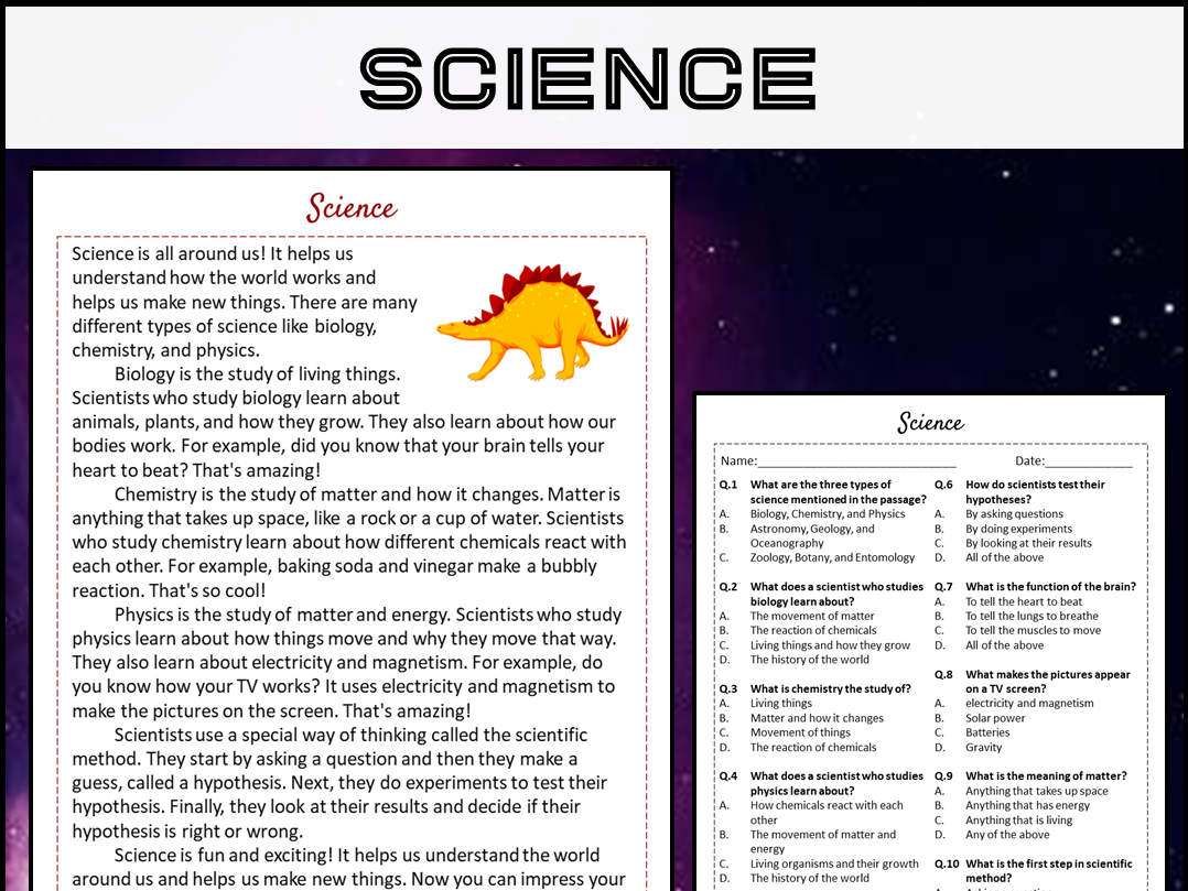Science Reading Comprehension Passage And Questions PDF 