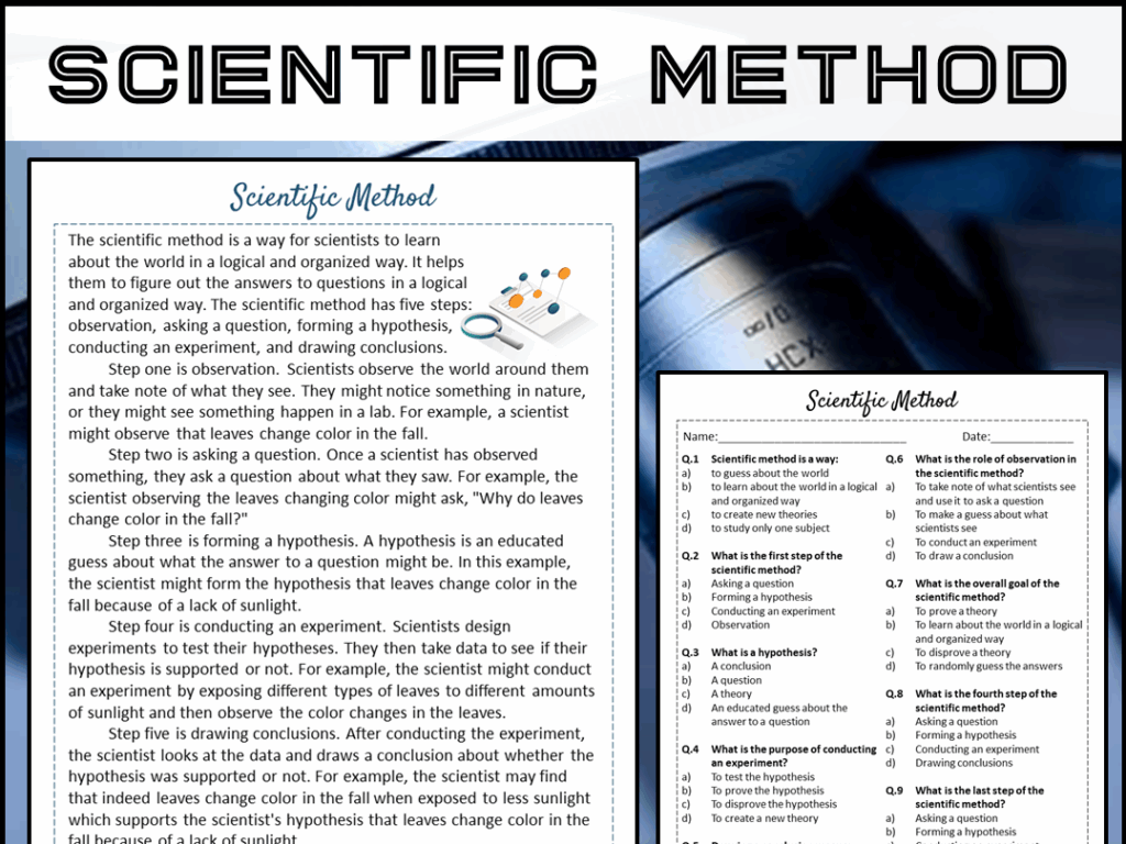 Scientific Method Reading Comprehension Worksheet Pdf - Reading ...