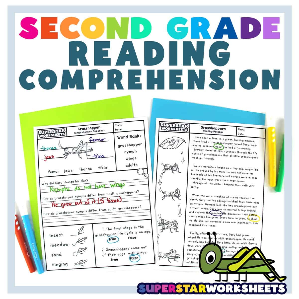 Second Grade Reading Comprehension Superstar Worksheets