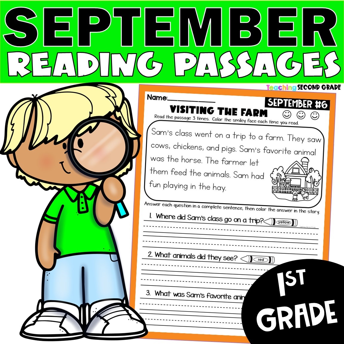 September Reading Passages 1st Grade With Comprehension Questions And Answers