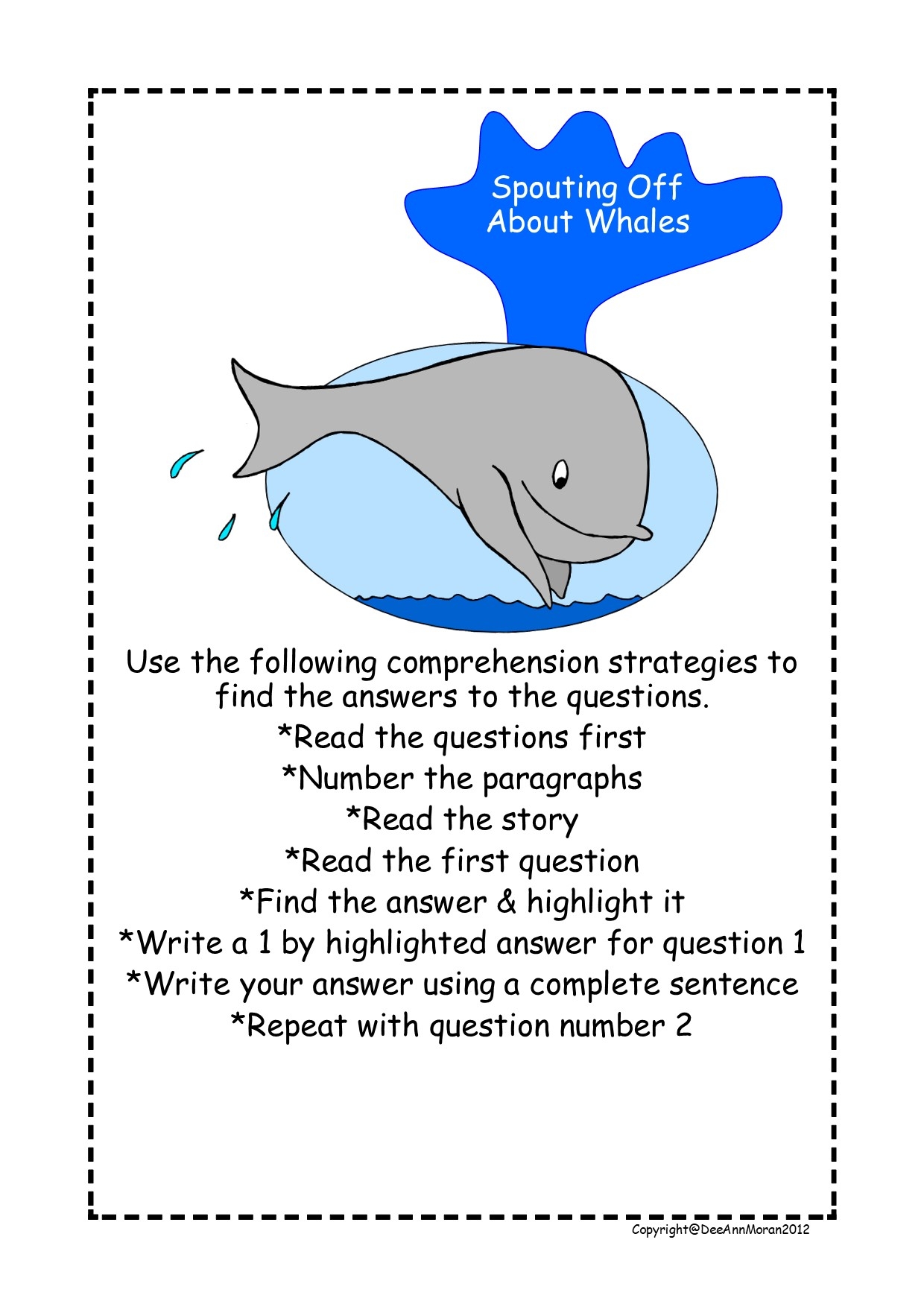 Shark Reading Comprehension Worksheets