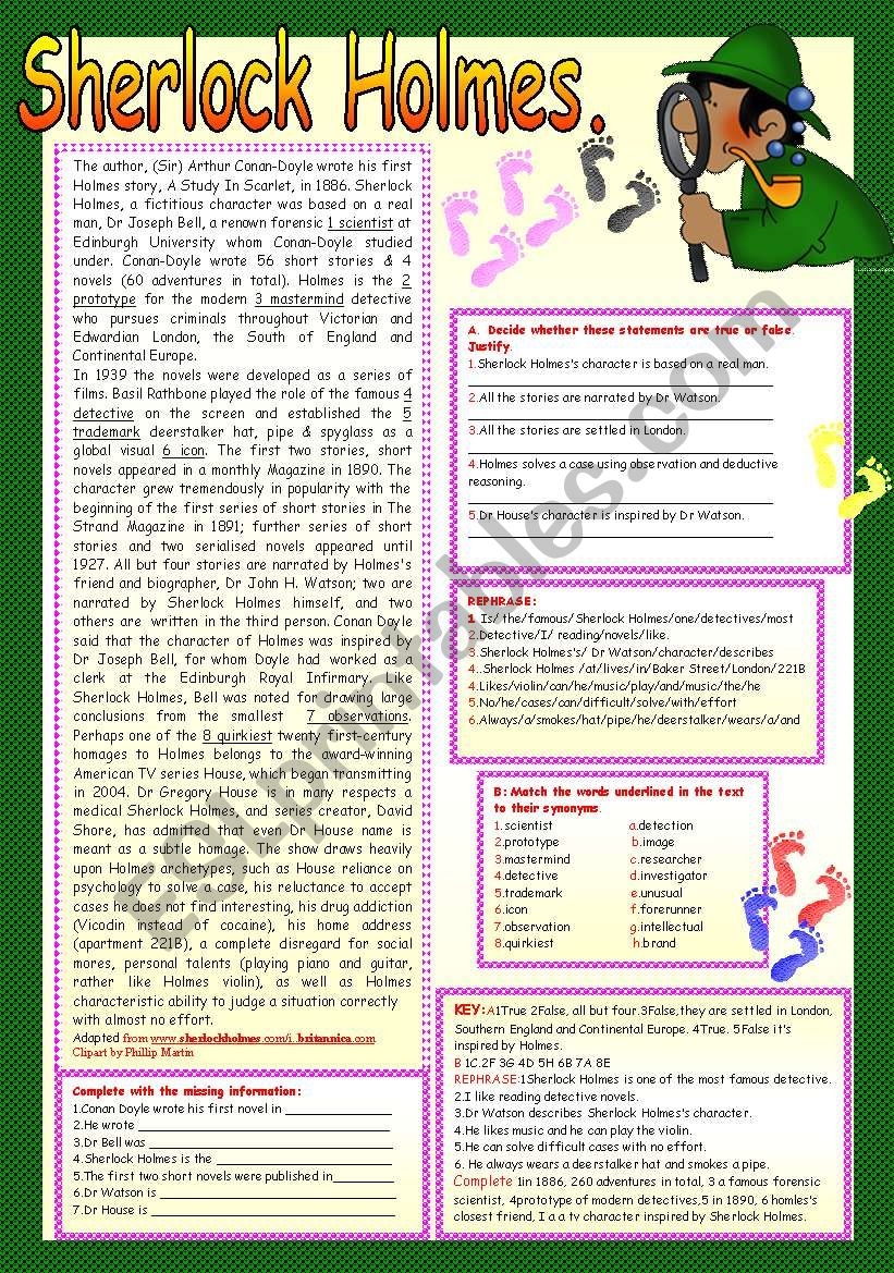 SHERLOCK HOLMES ESL Worksheet By LUCETTA06