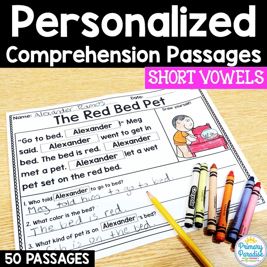 Short Vowel Reading Comprehension Worksheets