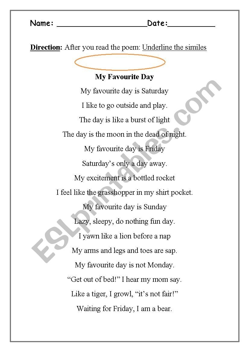 Simile And Metaphors ESL Worksheet By Ruchi296