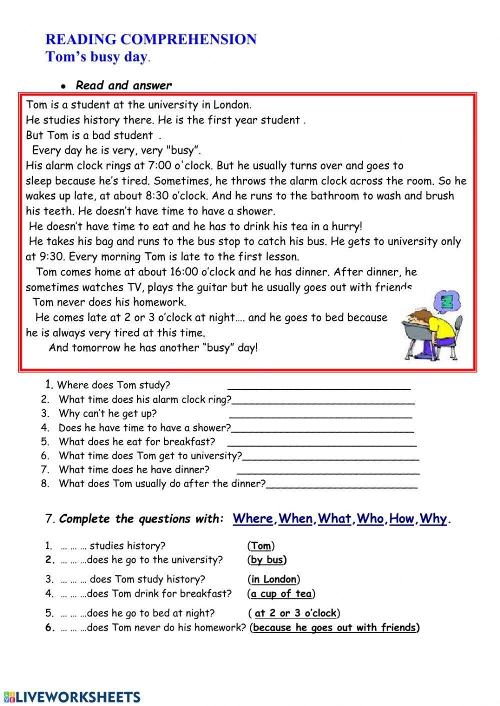 Easy Reading Comprehension Worksheets