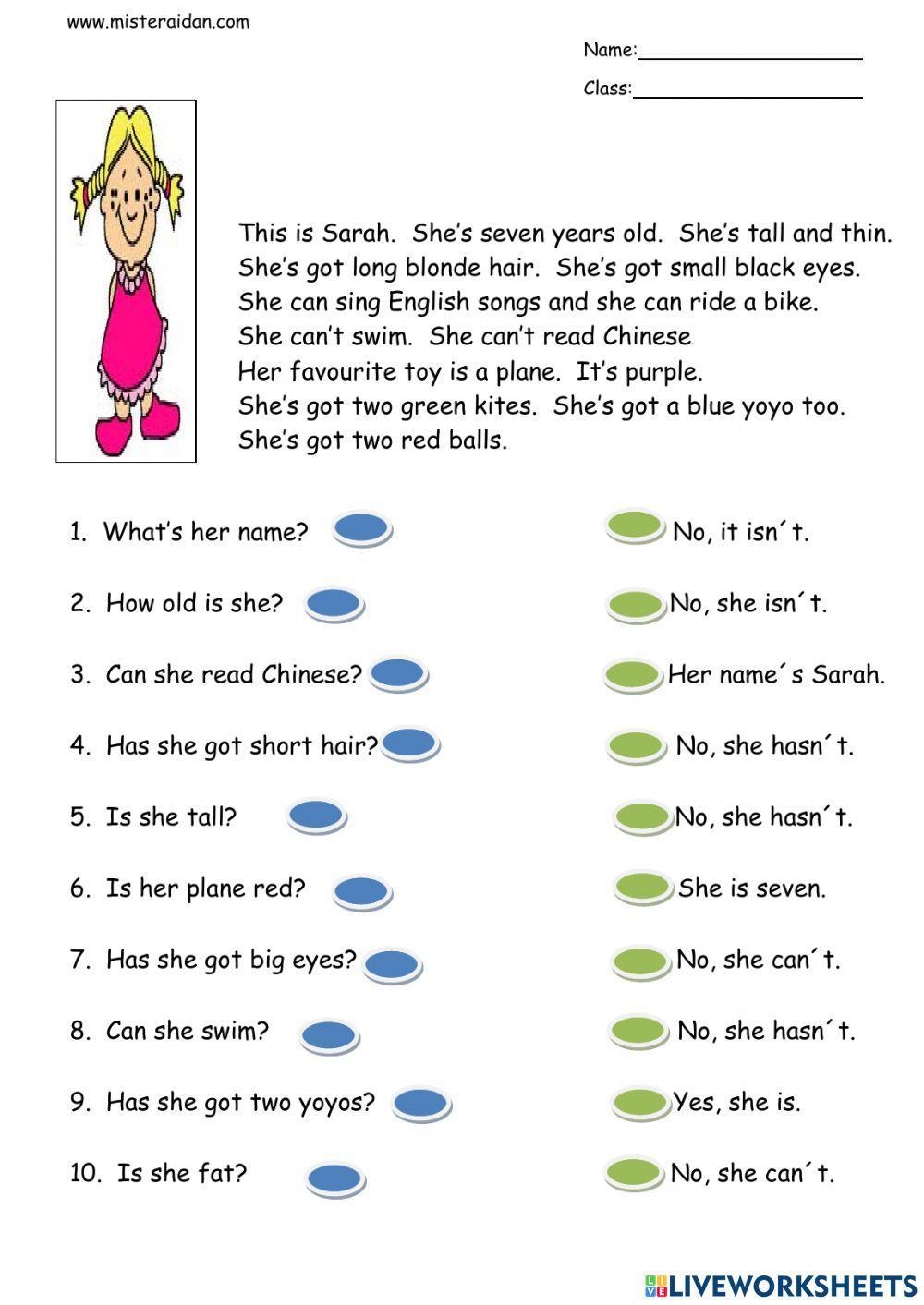 Simple Reading Comprehension Online Worksheet Live Worksheets 