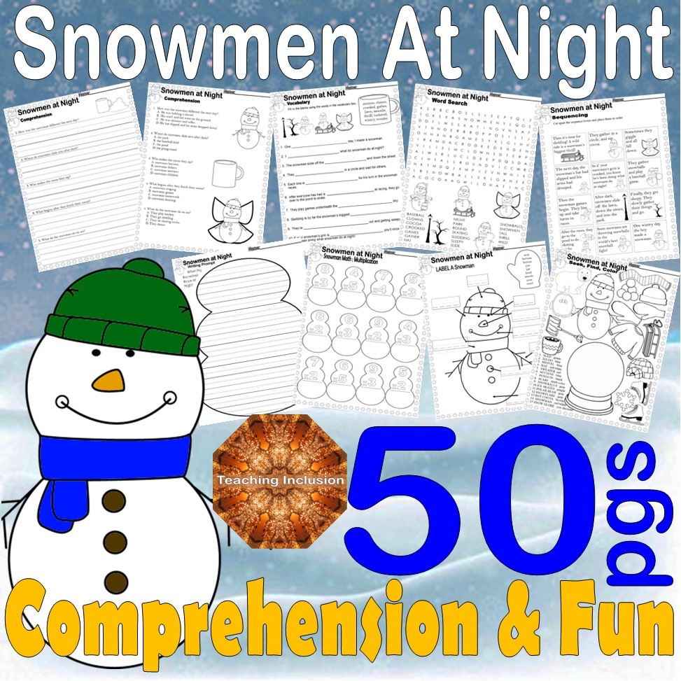 Snowman Reading Comprehension Worksheets For Kindergarten