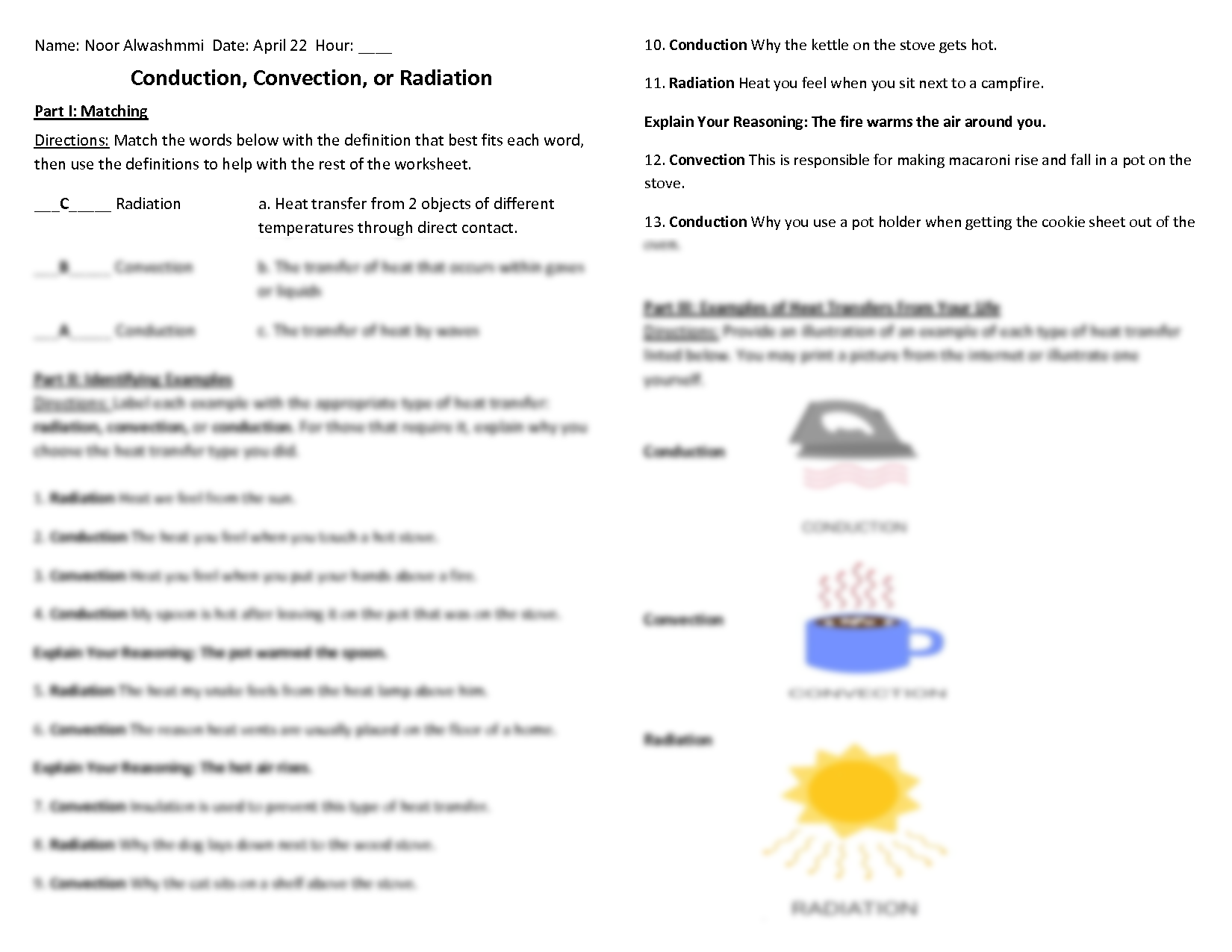 SOLUTION Thermal Energy Transfer Worksheet Studypool Worksheets Library