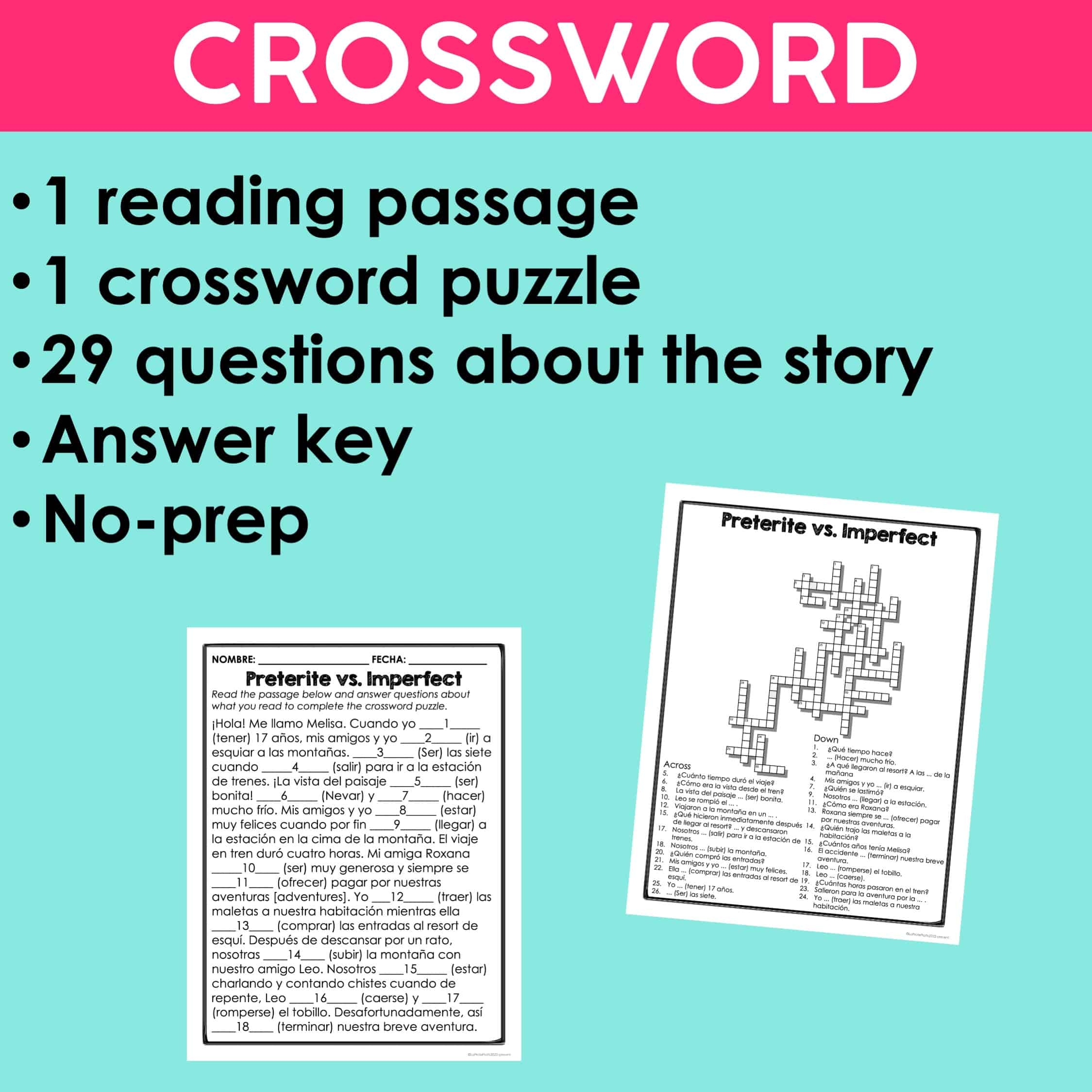 Spanish Reading Comprehension Worksheets Imperfect Preterite
