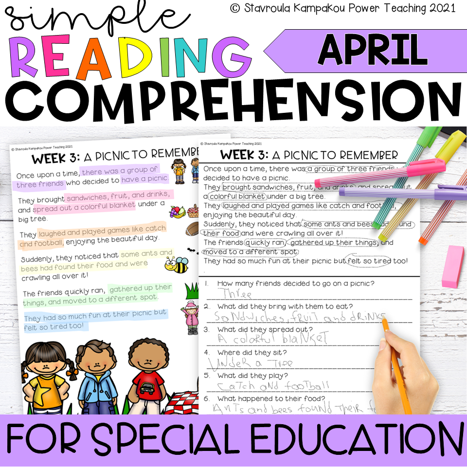 Spring Reading Comprehension Questions For Special Education April Made By Teachers