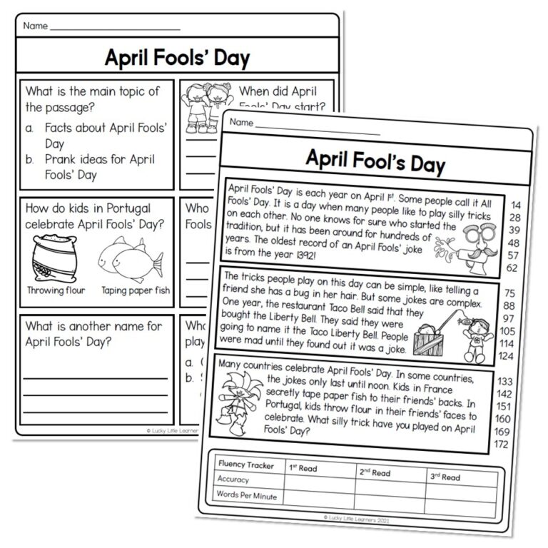 Spring Reading Passages April Fool s Day Lucky Little Learners
