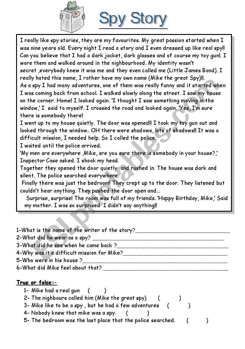 Plot Reading Comprehension Worksheets