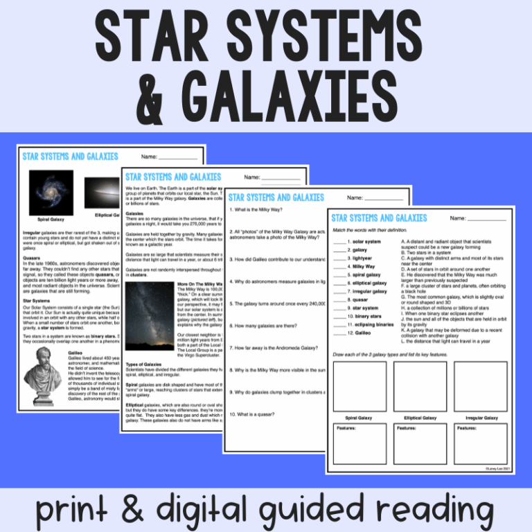 Star Systems U0026 Galaxies Guided Reading Worksheet Laney Lee
