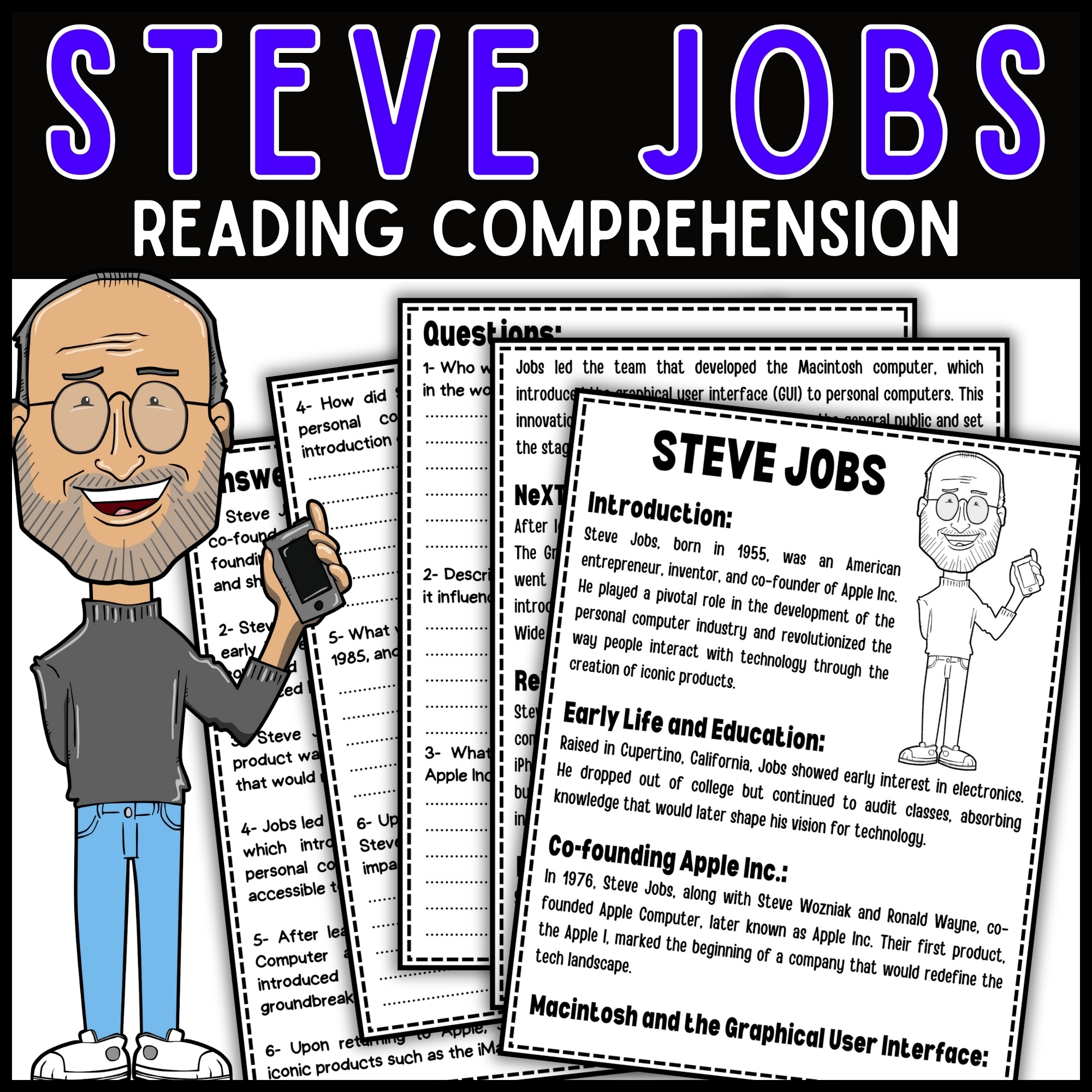 Steve Jobs Reading Comprehension Passage U0026 Questions Made By Teachers