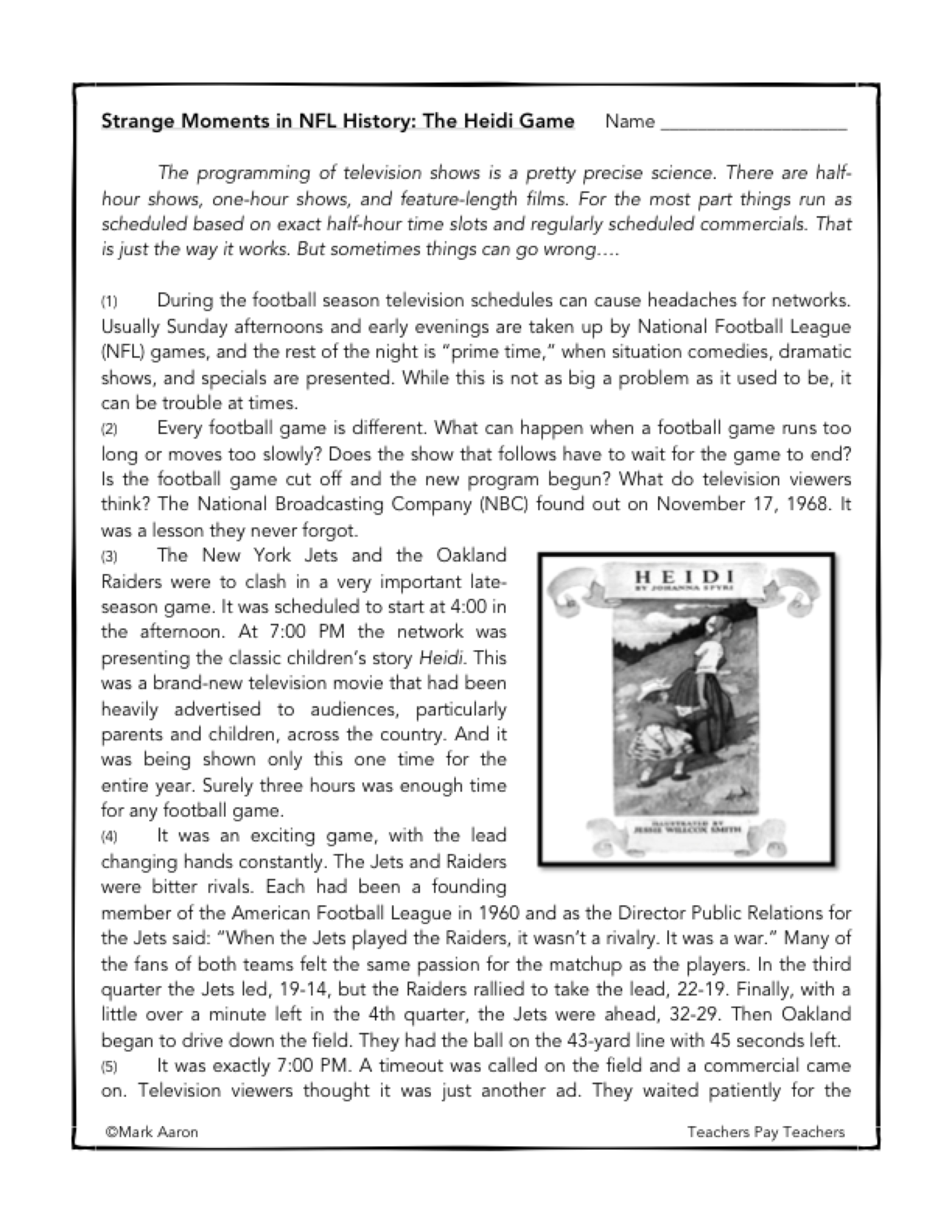 Strange And Amazing Sports Reading Comprehension Passages And Assessments Classful
