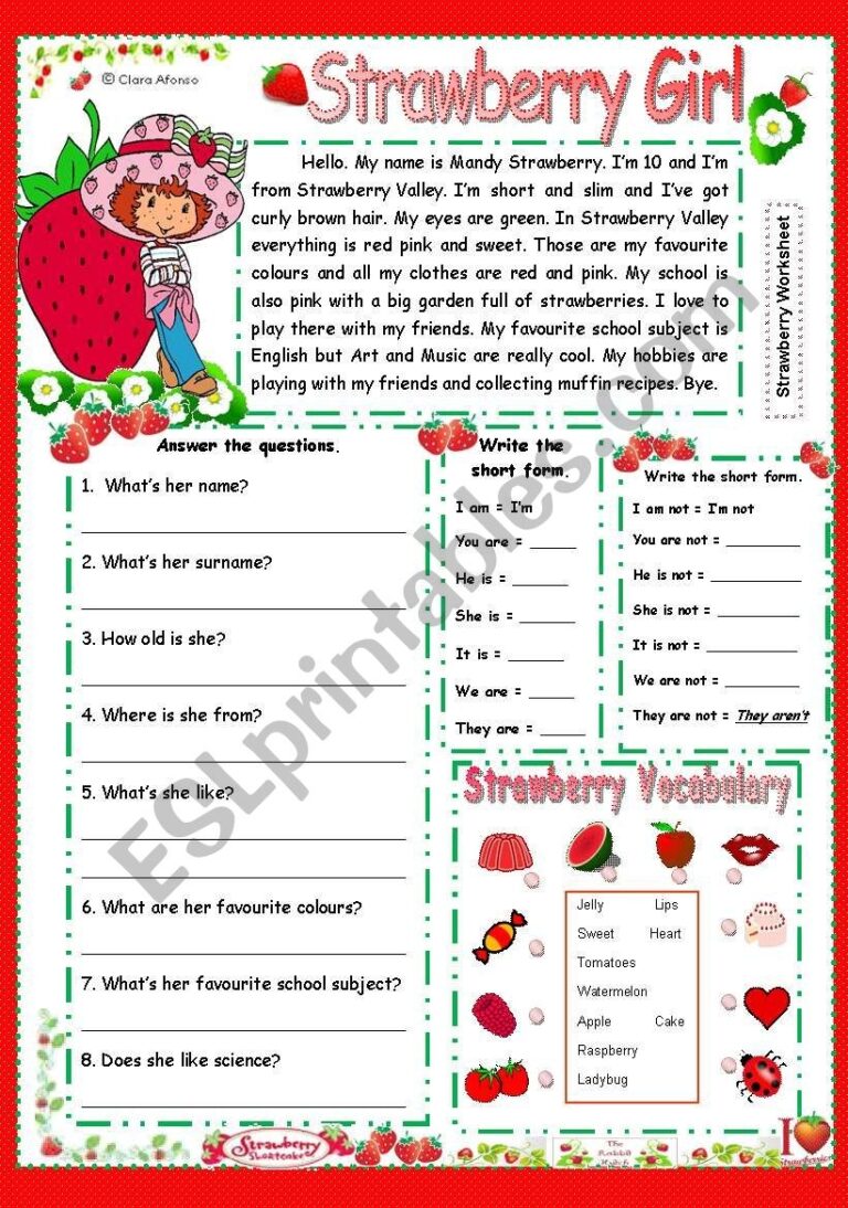 Strawberry Girl ESL Worksheet By Clarinha