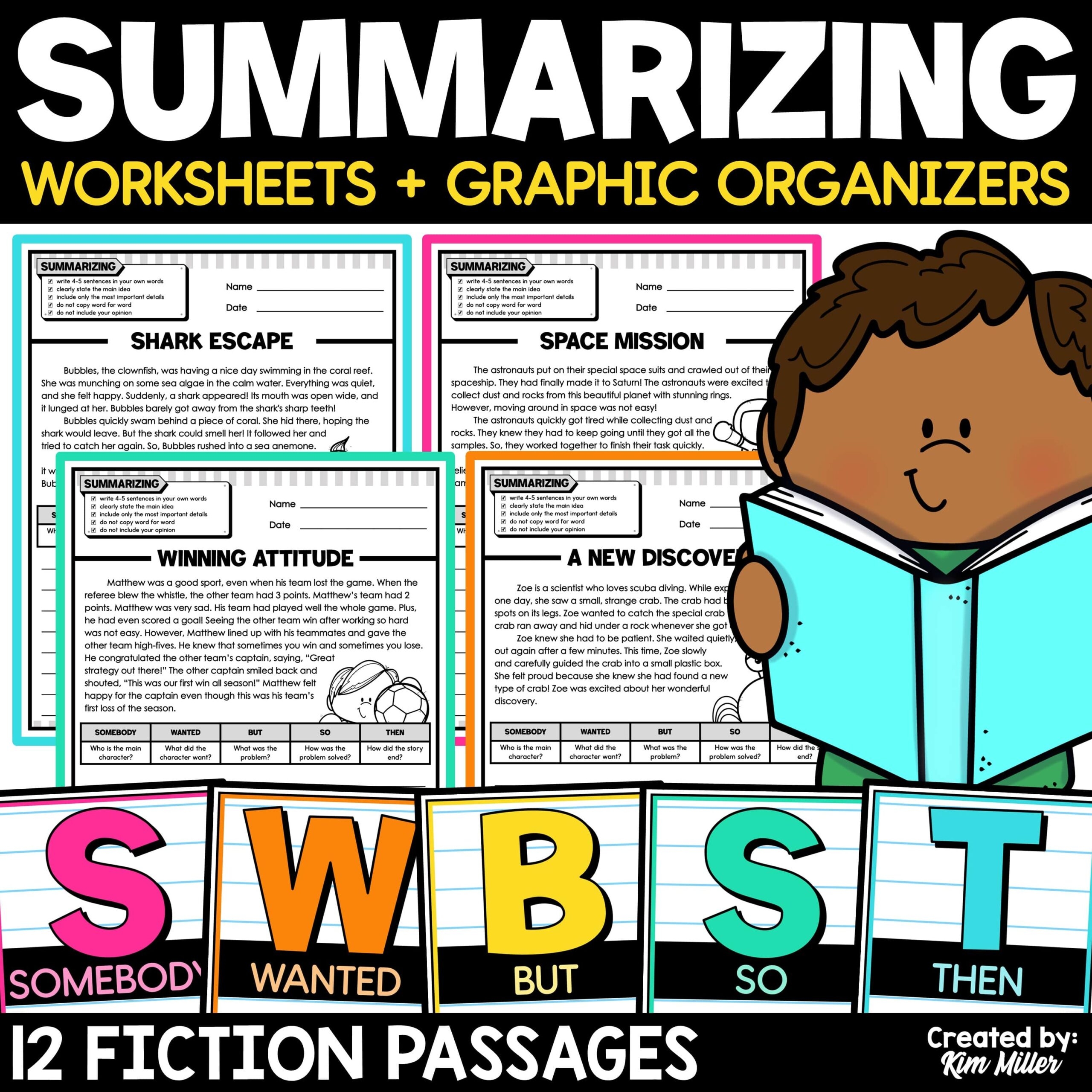 Summarizing Worksheets Fiction Passages Summary Writing Graphic Organizer SWBST A Love Of Teaching Kim Miller