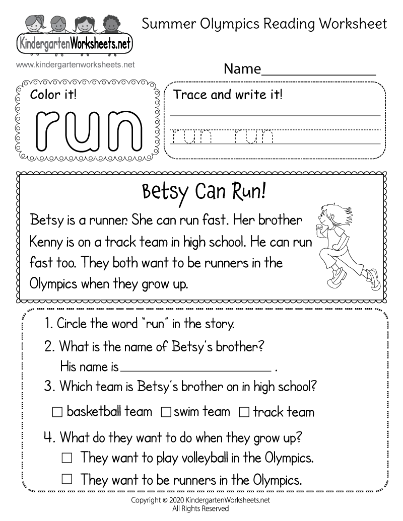 Summer Olympics Reading Worksheet Free Printable Digital U0026 PDF Worksheets Library