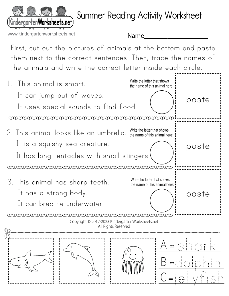 Reading Comprehension Suummer Worksheets
