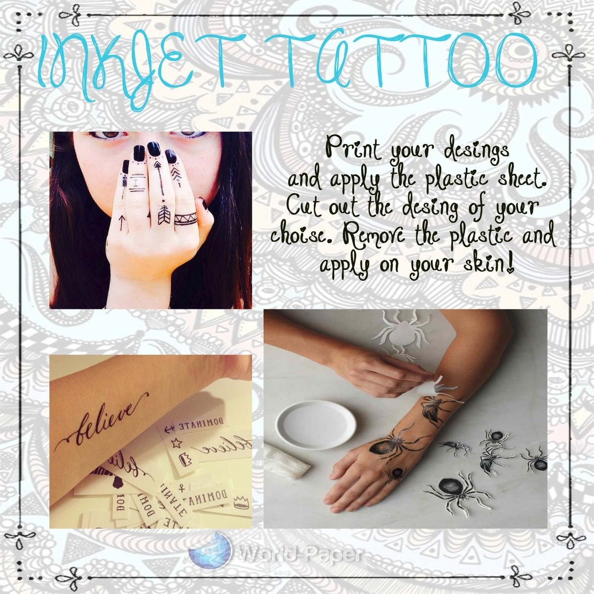 Tattoo Paper Inkjet Make Your Own Temporary Body Art Tattoo 8 5