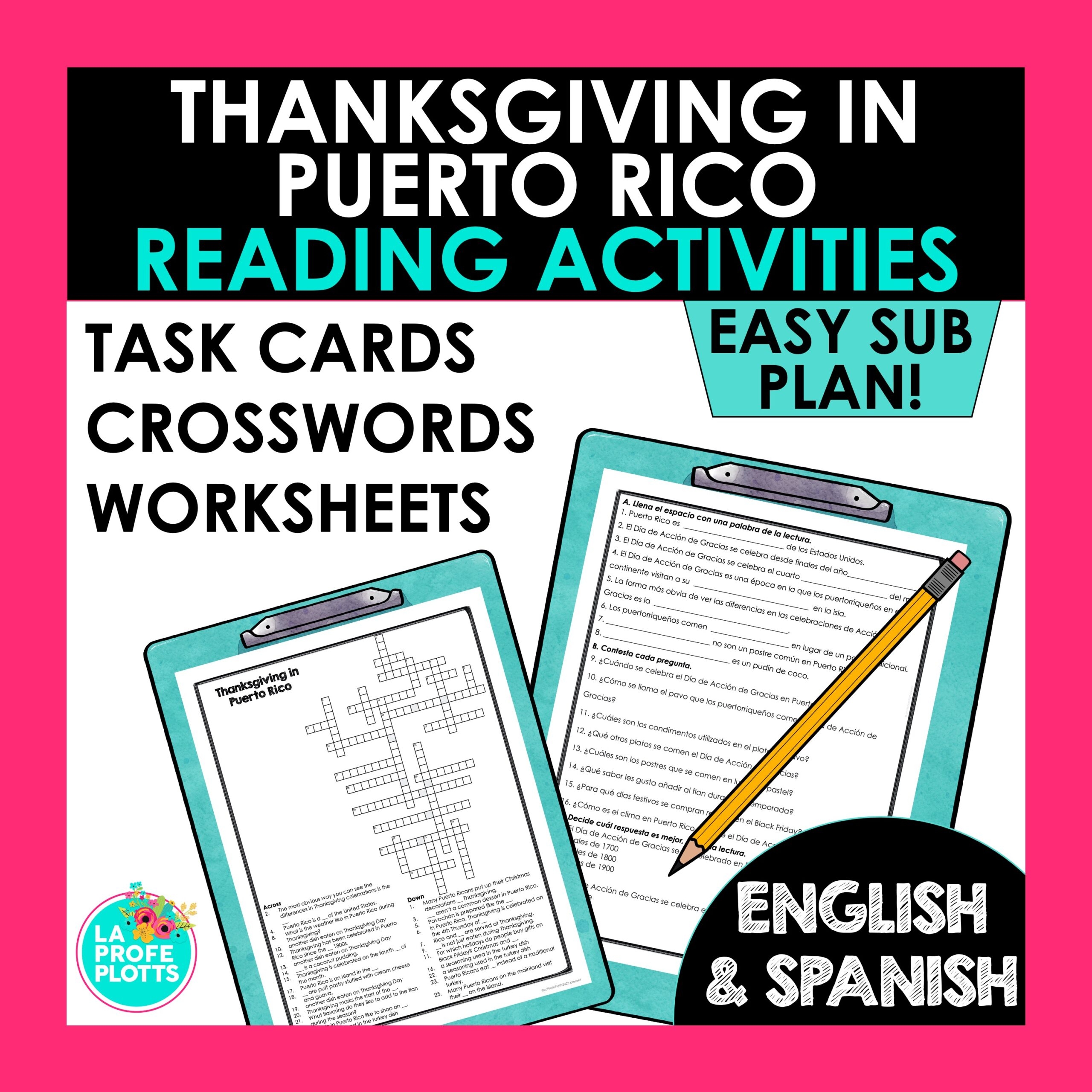 Thanksgiving In Puerto Rico Reading Activities Spanish Sub Plans La Profe Plotts