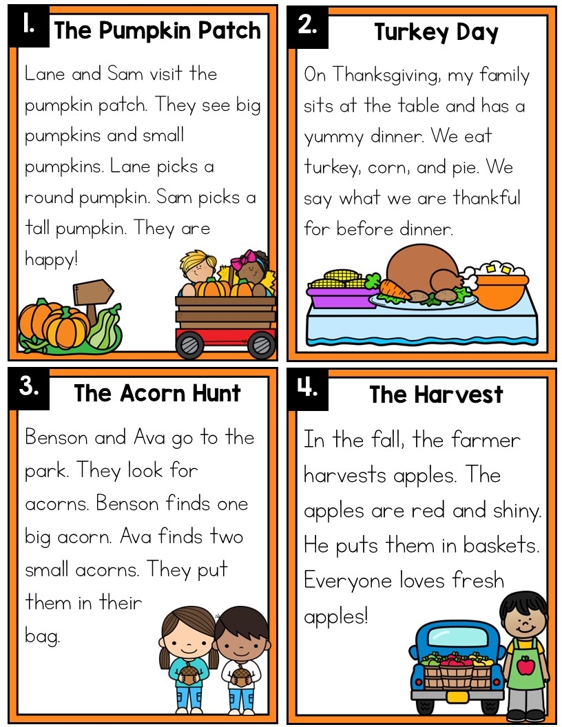 Thanksgiving Reading Comprehension Center For 1st And 2nd Grade Fun Literacy