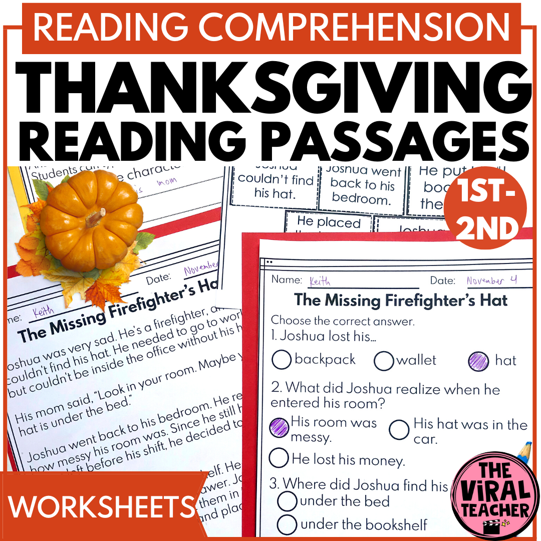 Thanksgiving Reading Passages And Comprehension Questions 1st Grade Activities Made By Teachers