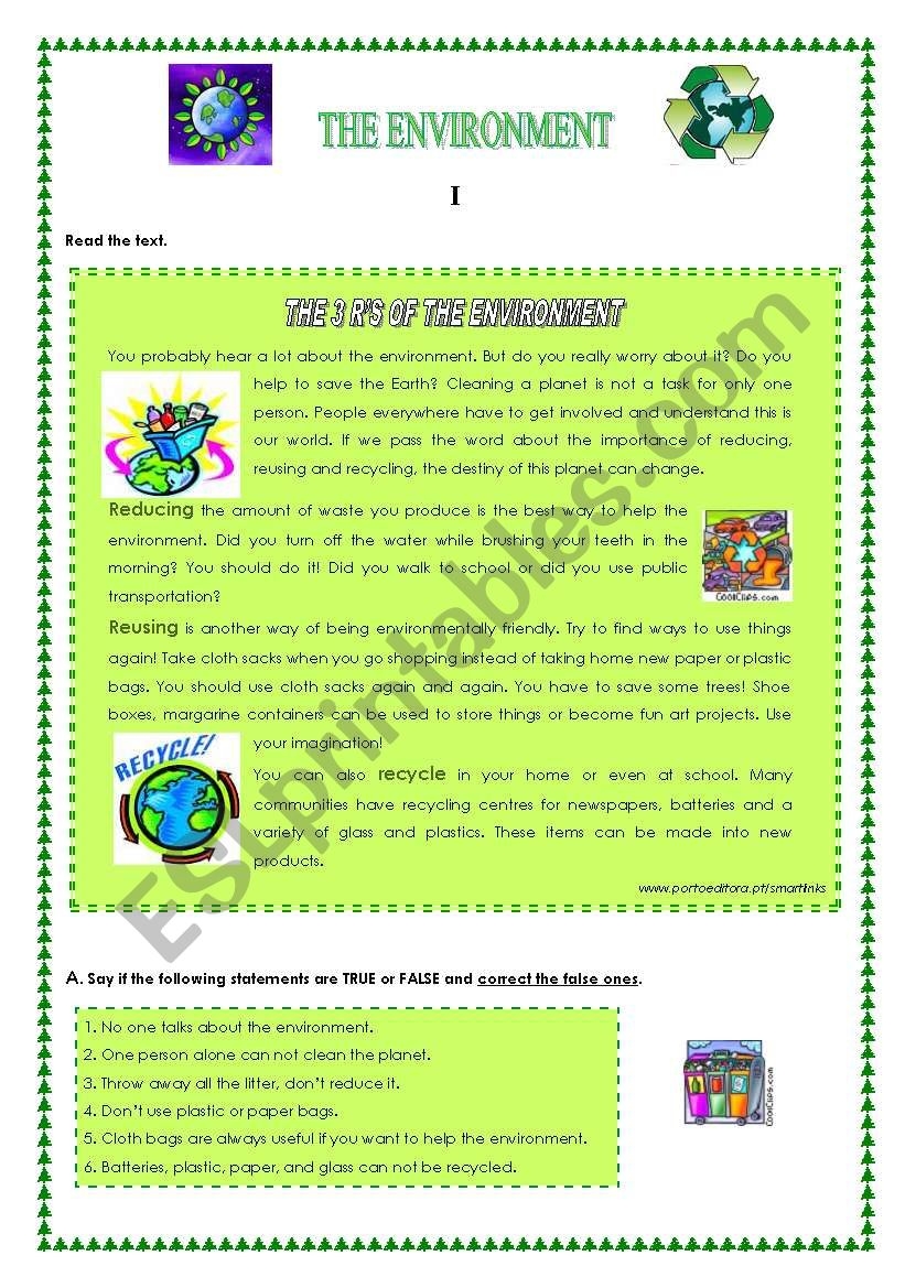 Environment Reading Comprehension Worksheets Pdf