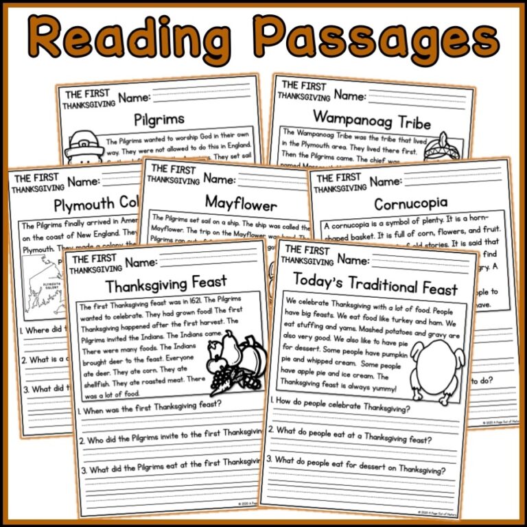 The First Thanksgiving Social Studies Reading Comprehension Passages K 2 Made By Teachers