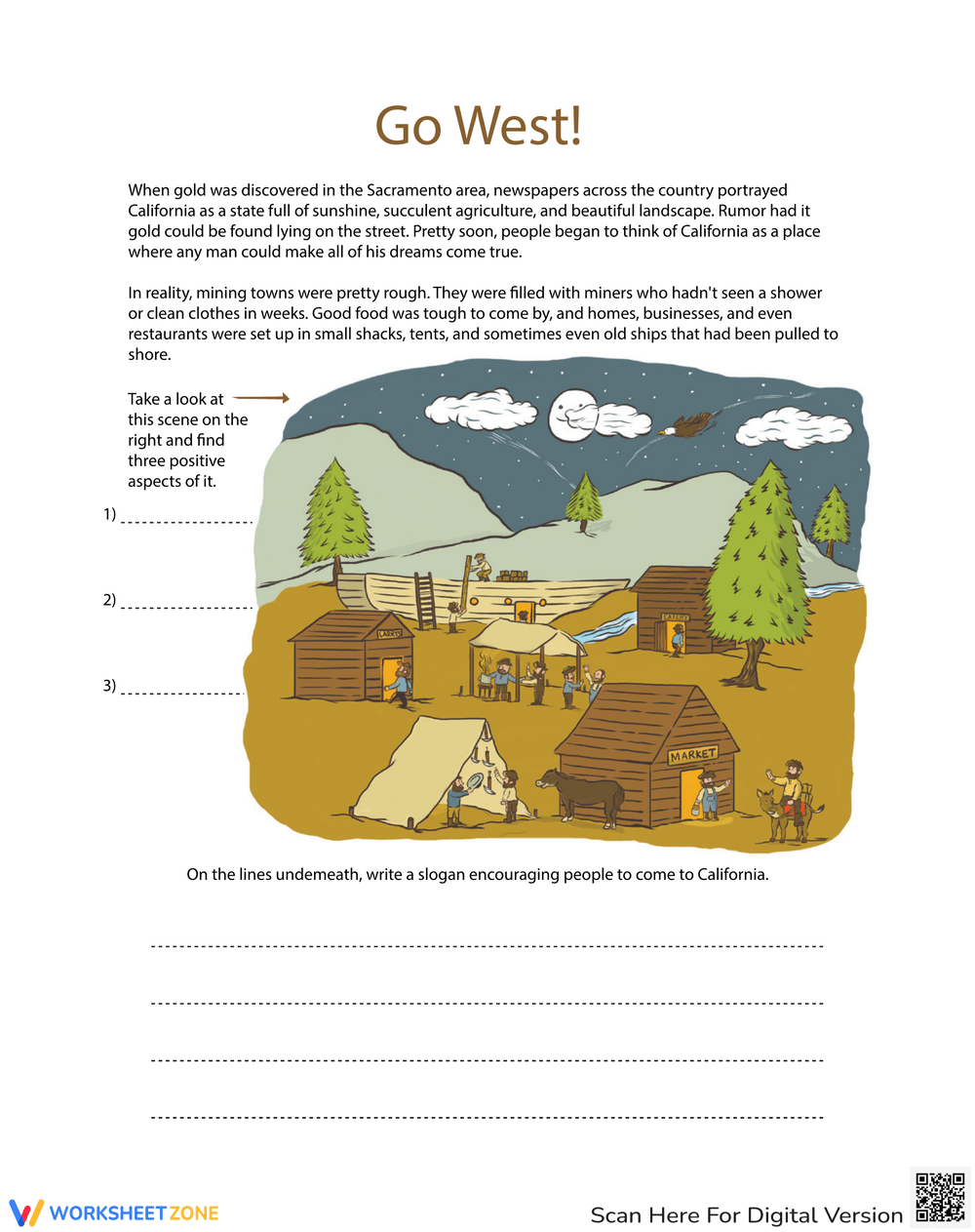 The Gold Rush Reading Comprehension Worksheet EdHelper Worksheets Library