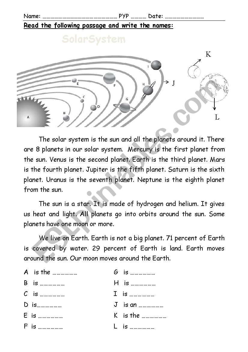 The Inner Planets Reading Worksheets Spelling Grammar Worksheets Library