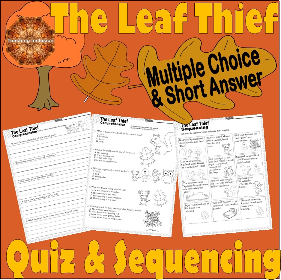 The Leaf Thief Fall Reading Comprehension Test Quiz U0026 Sequencing 