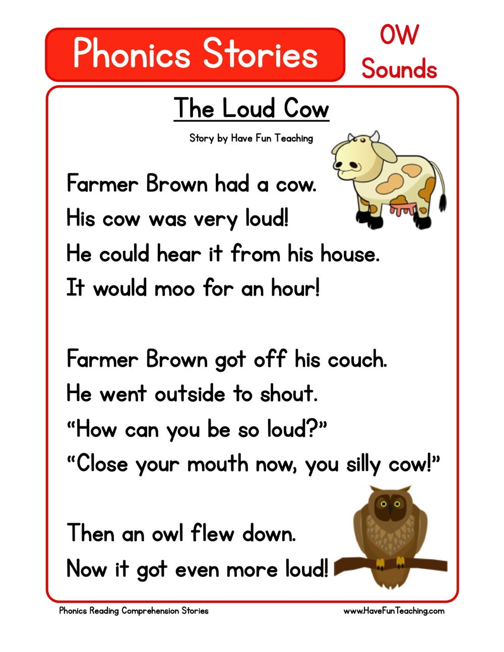 Phonics Reading Comprehension Worksheets