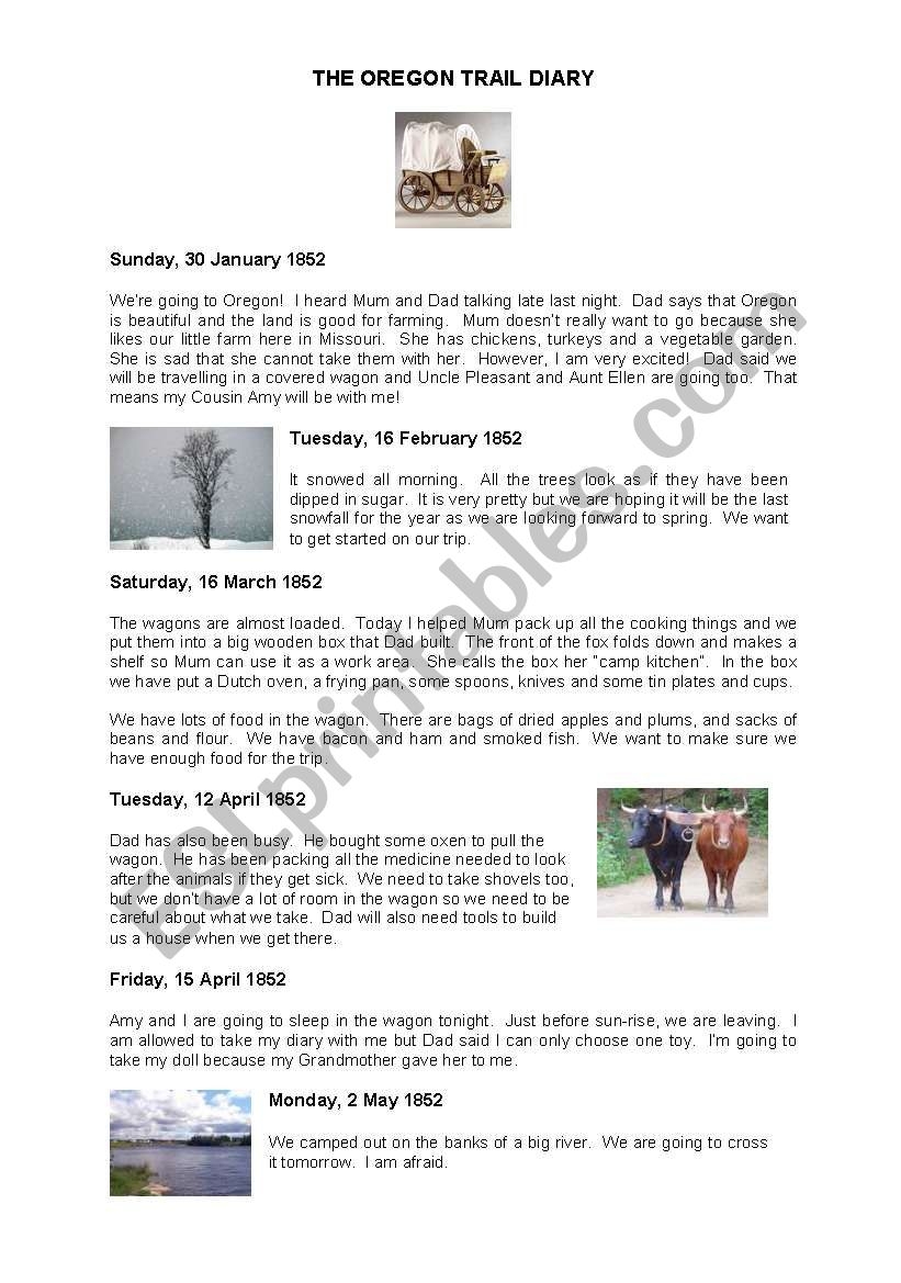 Oregon Trail Reading Comprehension Worksheet Pdf