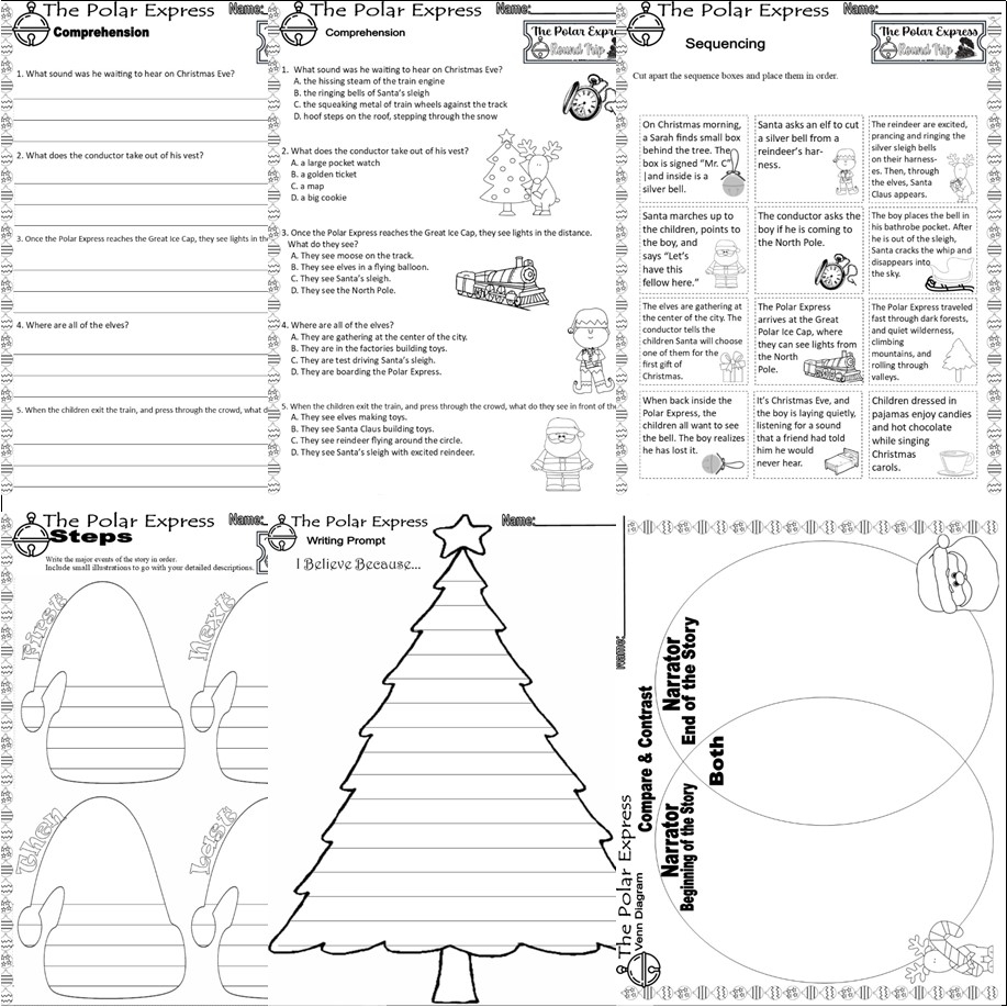 The Polar Express Christmas Read Aloud Book Companion Reading Comprehension Worksheets