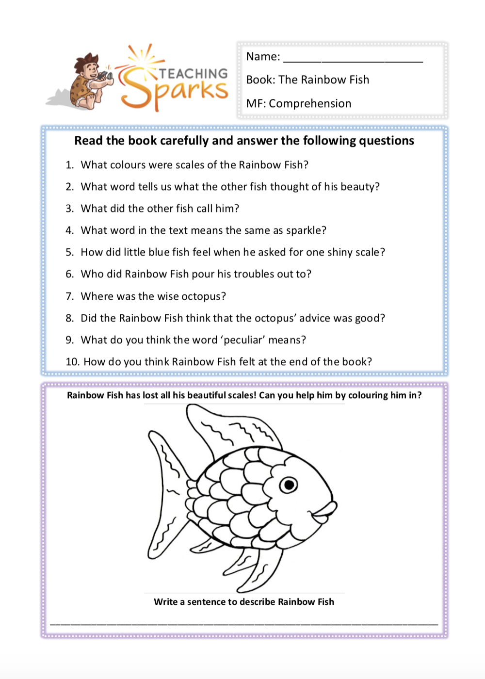 The Rainbow Fish Reading Resources Year 1 U0026 Year 2 KS1 Activities