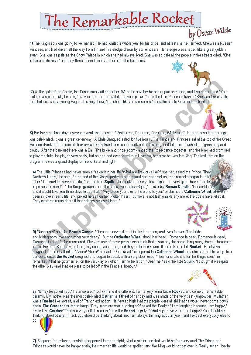 The Remarkable Rocket By Oscar Wilde ESL Worksheet By Savvinka