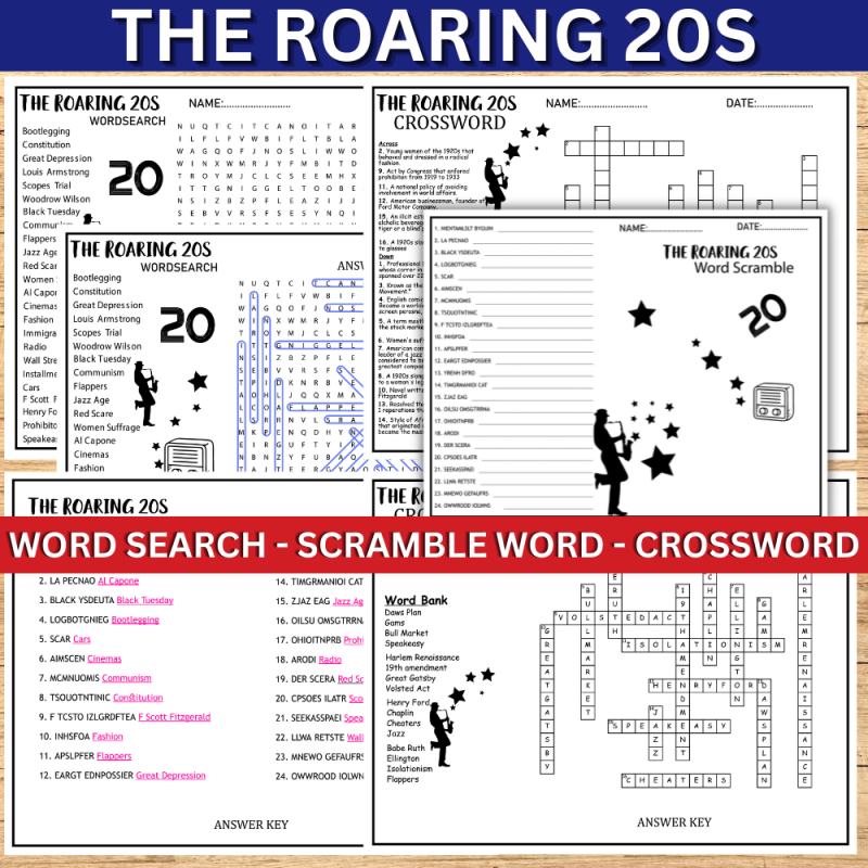 The Roaring 20s TWENTIES Worksheet Activity Worksheets Library