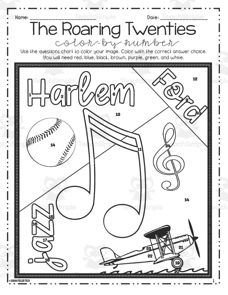The Roaring Twenties Color By Number