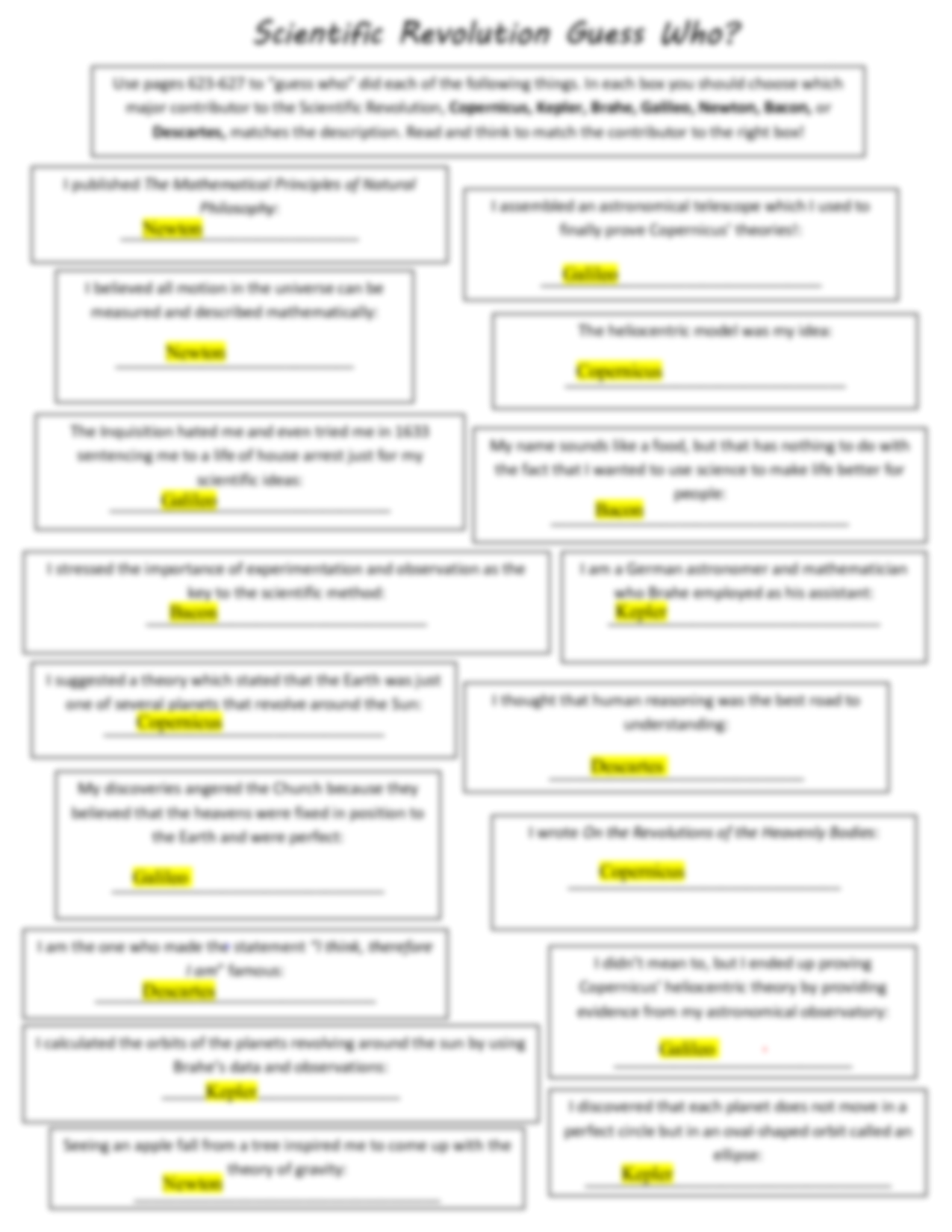 The Scientific Revolution Timeline Cards Worksheets Library