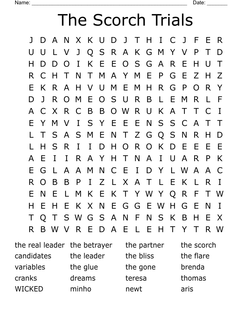 The Scorch Trials Crossword WordMint