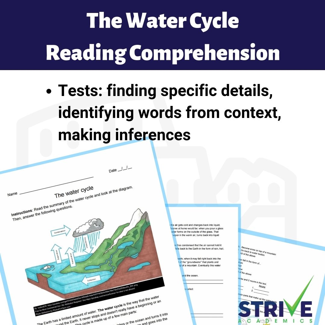 Water Reading Comprehension Worksheets